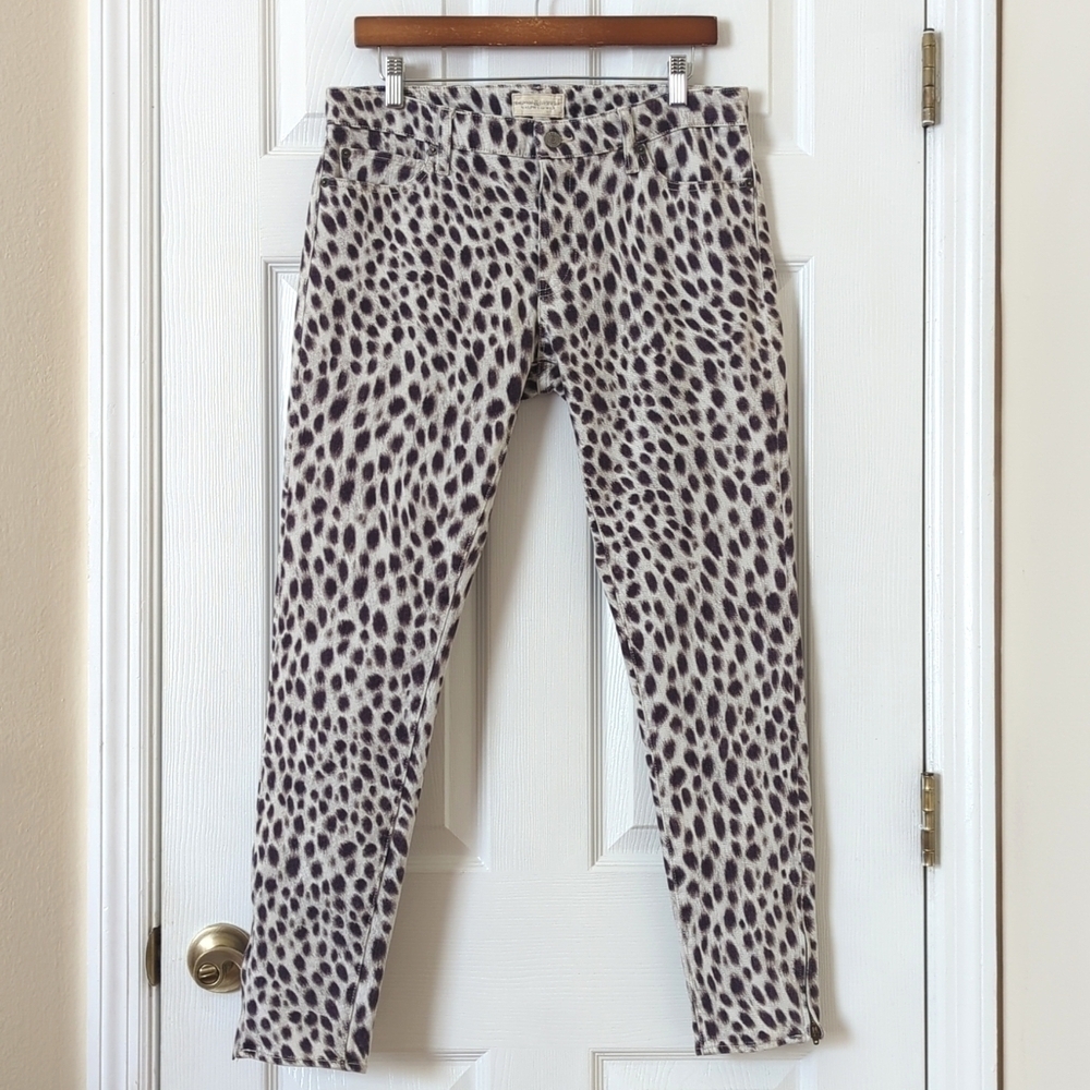 Denim & Supply Ralph Lauren Cheetah Print Mid Rise Ankle Cropped Skinny Jeans 31